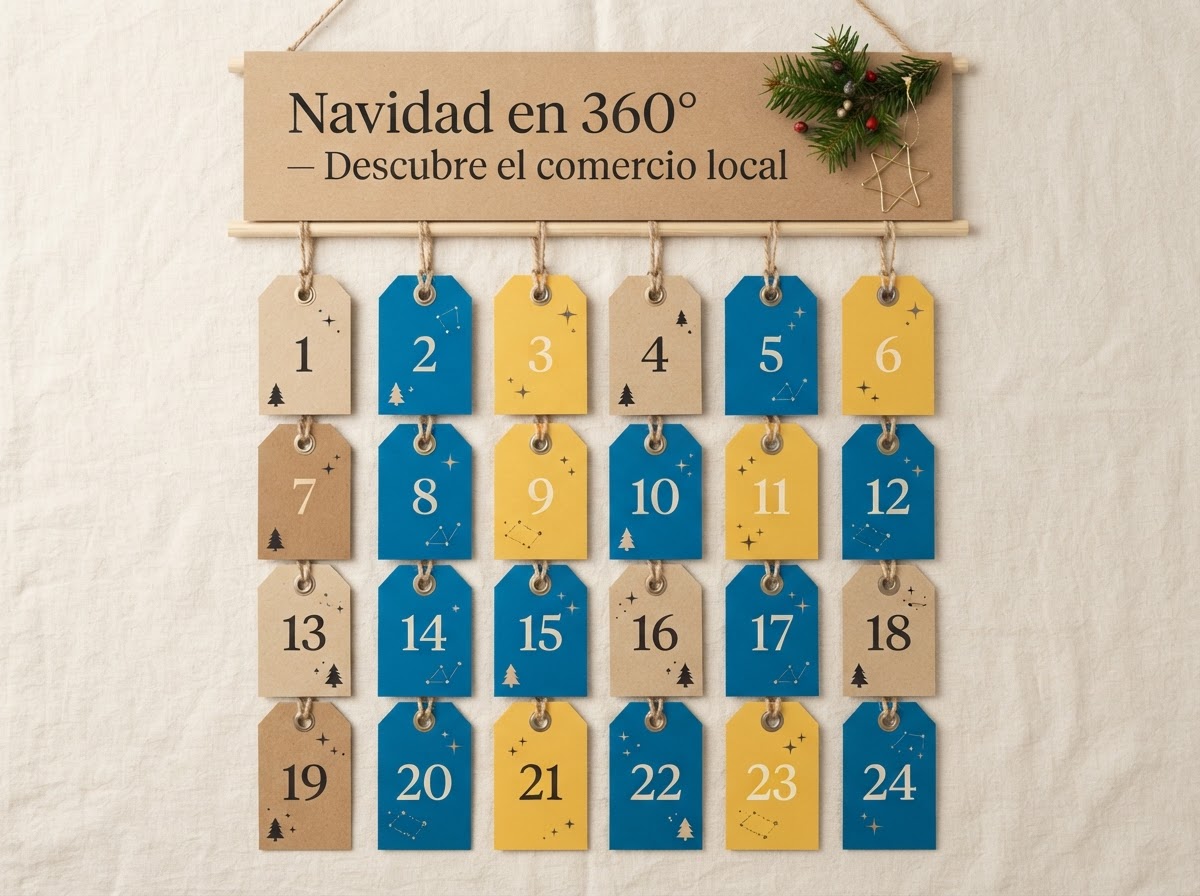 Calendario de Adviento con 24 etiquetas de cartón numeradas del 1 al 24