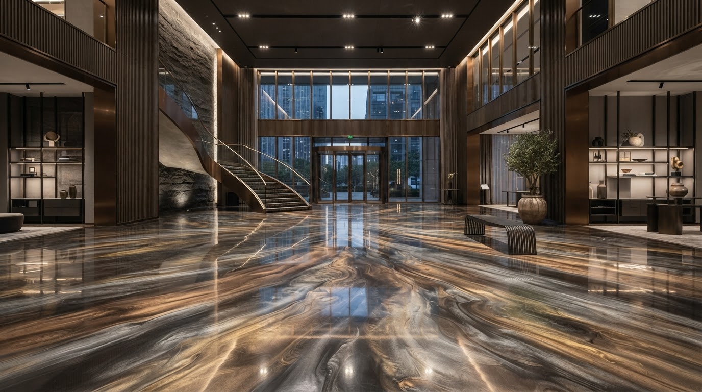 Commercial Metallic Epoxy Flooring finished floor in Lynn, MA