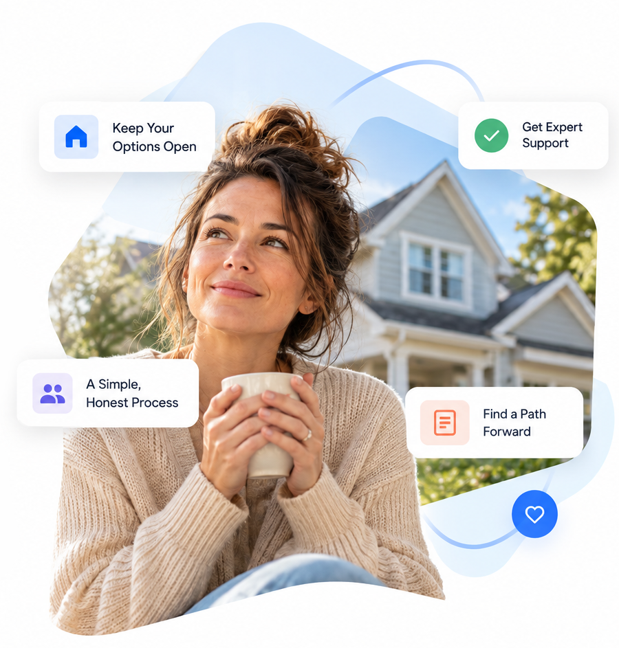 A calm, confident homeowner exploring pre-foreclosure options