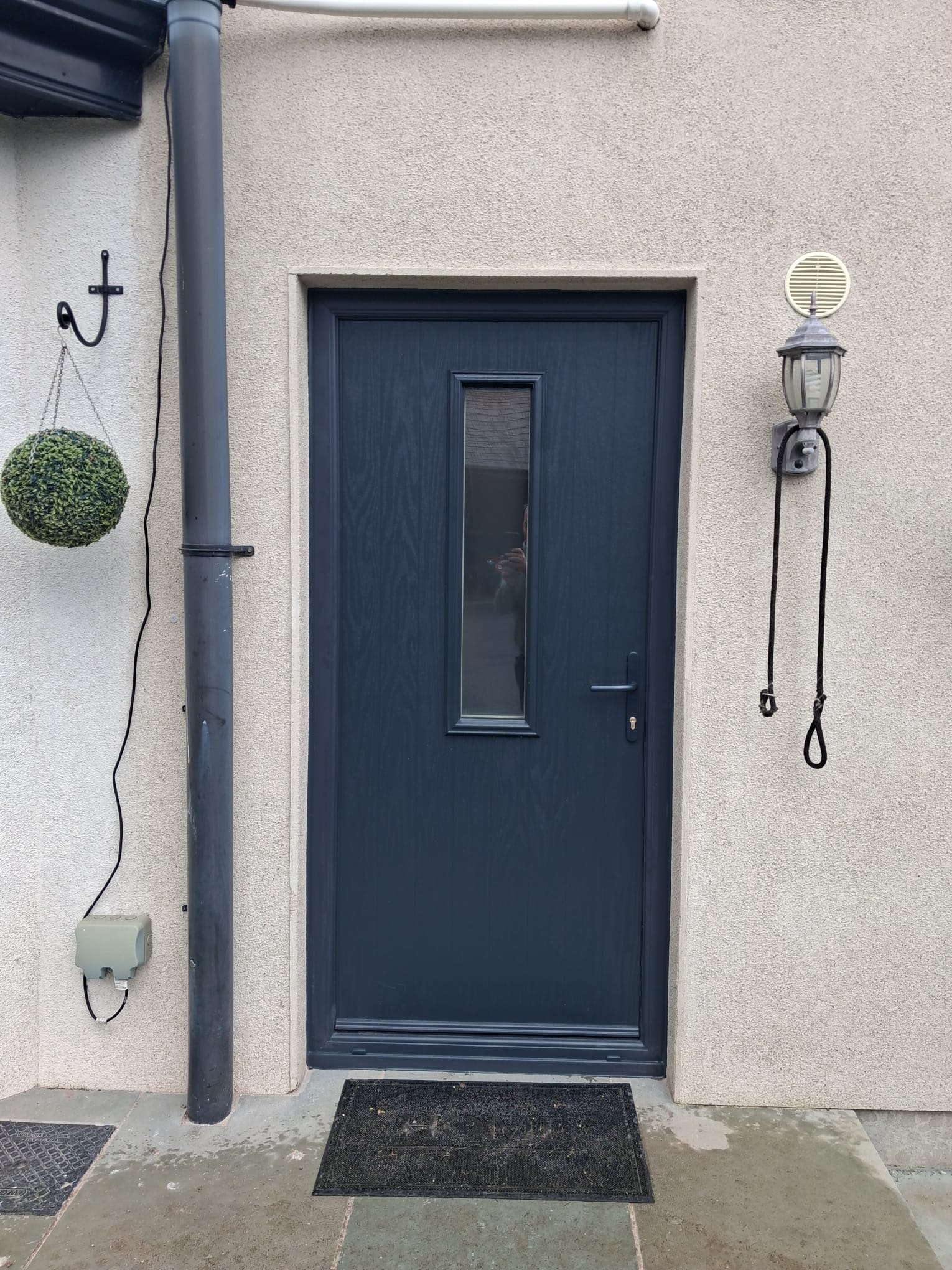 Anthracite Contemporary Entrance Door with Slim Vertical Glazing