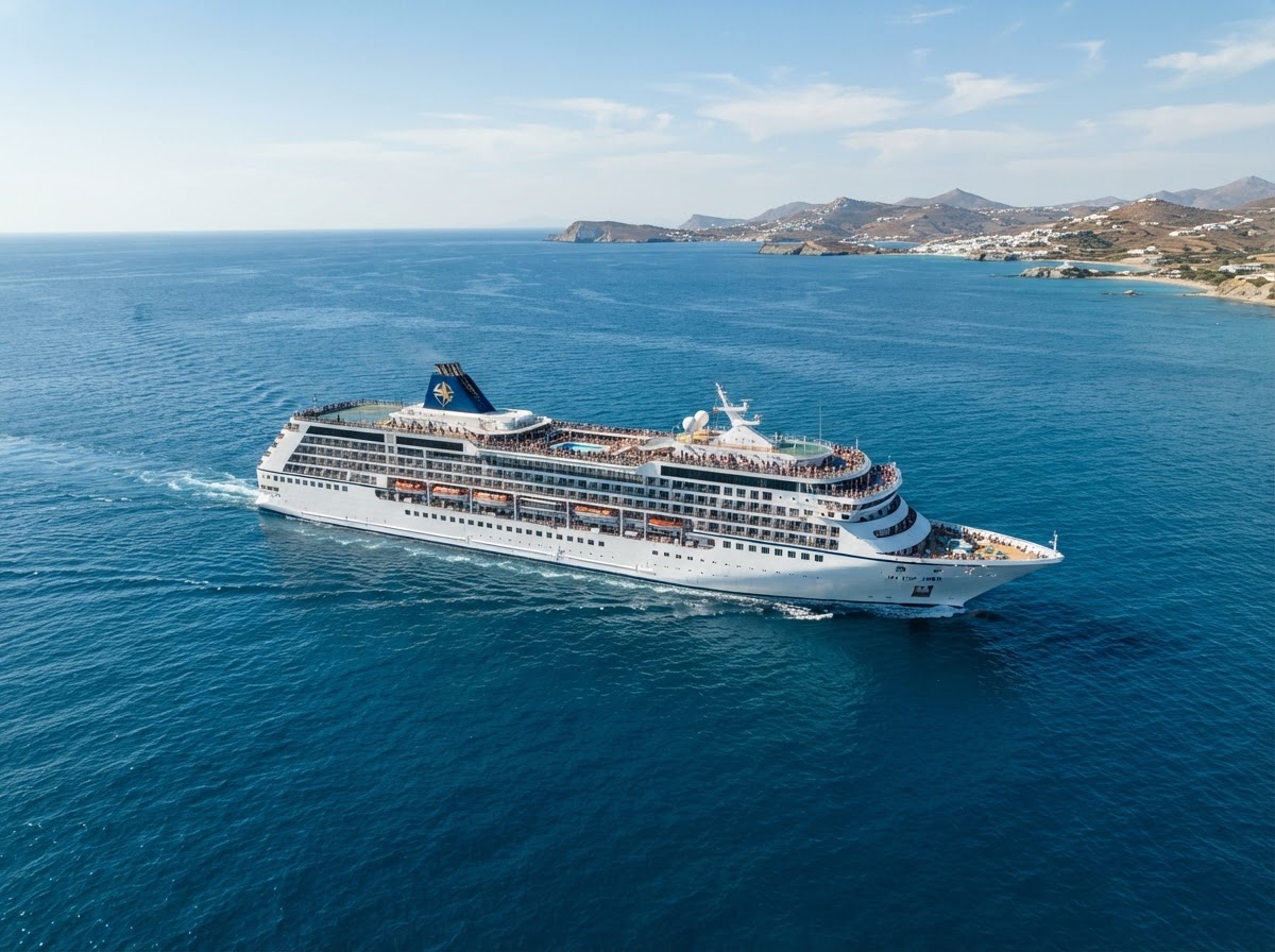 Modernes Kreuzfahrtschiff auf dem Mittelmeer