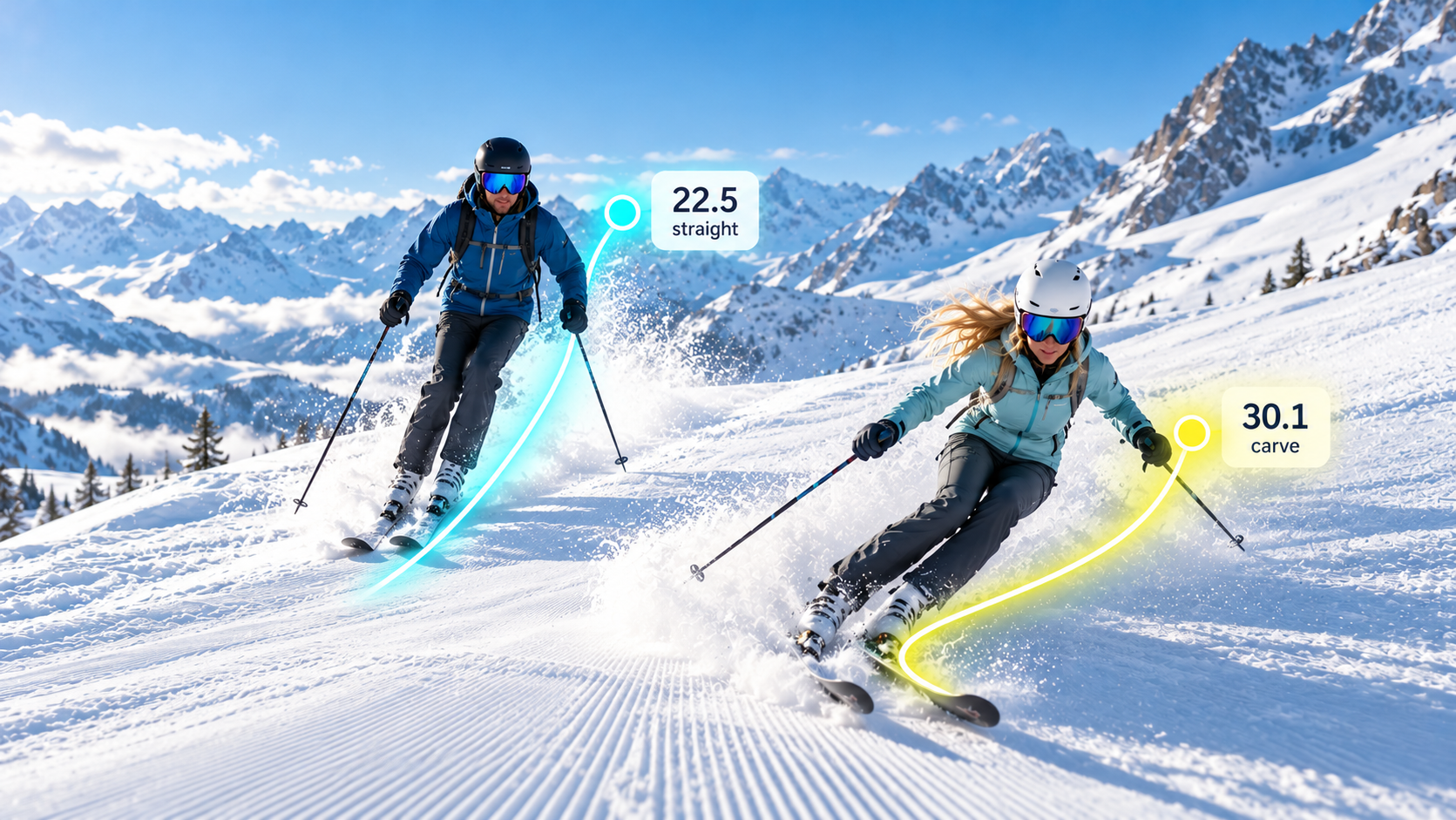 NERV my-PULS telemetry tracking straight and carve motion down the mountain