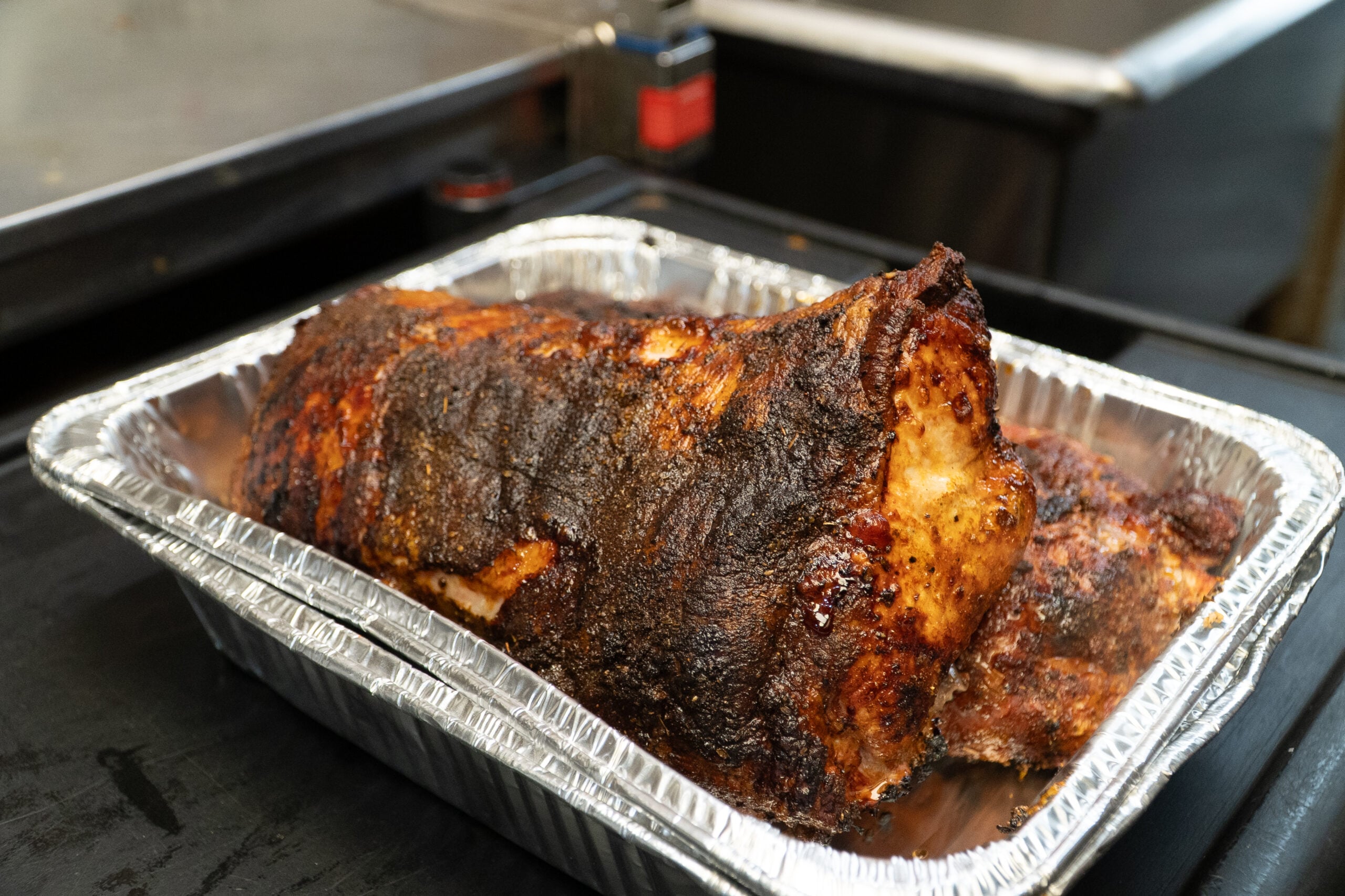 Hickory smoked ribs, a customer favorite at B.B. Perrins