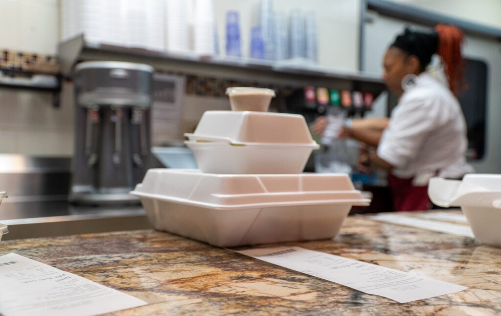 City Cafe Diner takeout and catering containers ready for pickup in Huntsville.