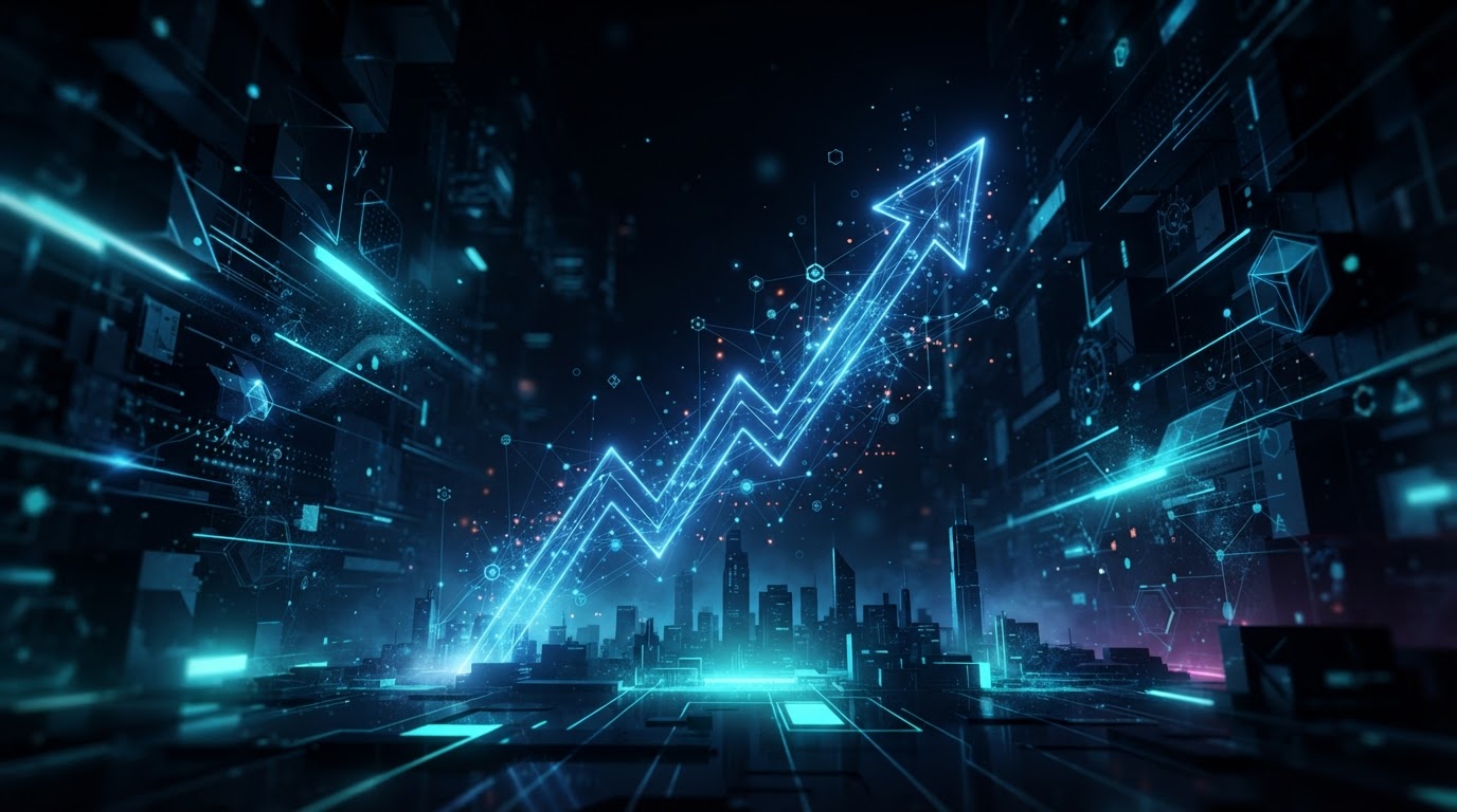 Underdog Media growth dashboard with electric blue data visualization