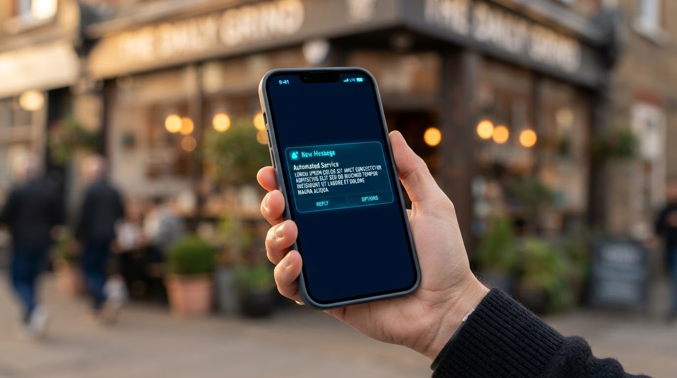 Smartphone showing an automatic missed-call text-back message notification