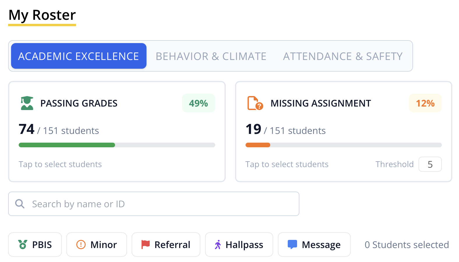 AXIOM School Dashboard — Academic Excellence live interface
