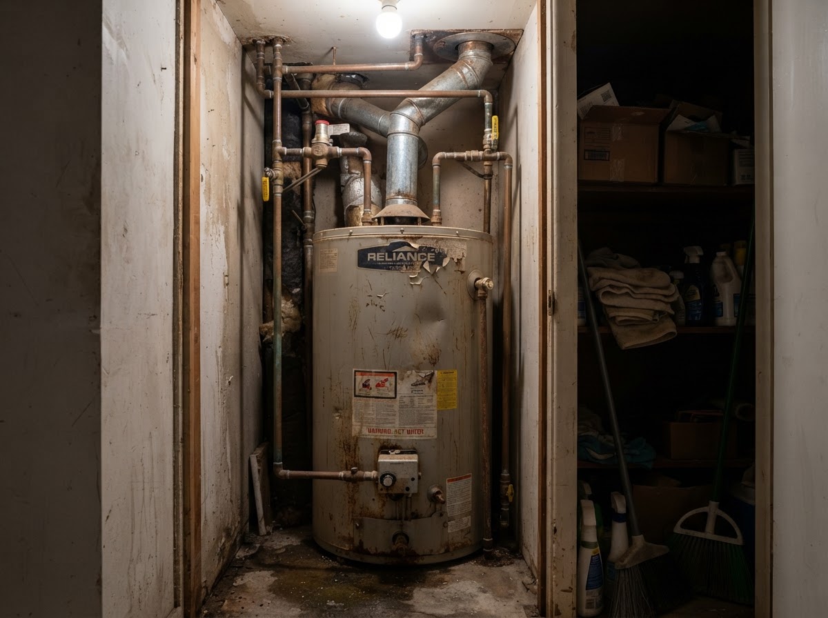 Old tank water heater system