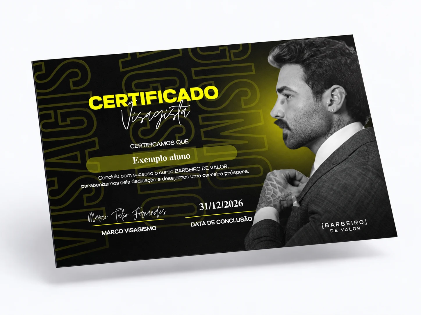 Certificado Visagista — Barbeiro de Valor