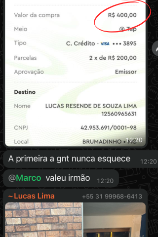 Comprovante consultoria R$ 400,00