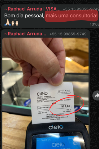 Comprovante consultoria R$ 518,00