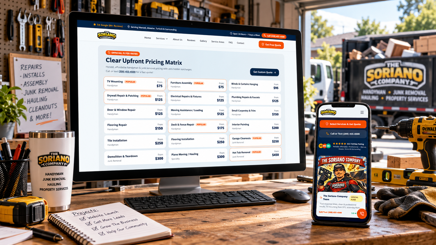 Custom website design showcase for small business