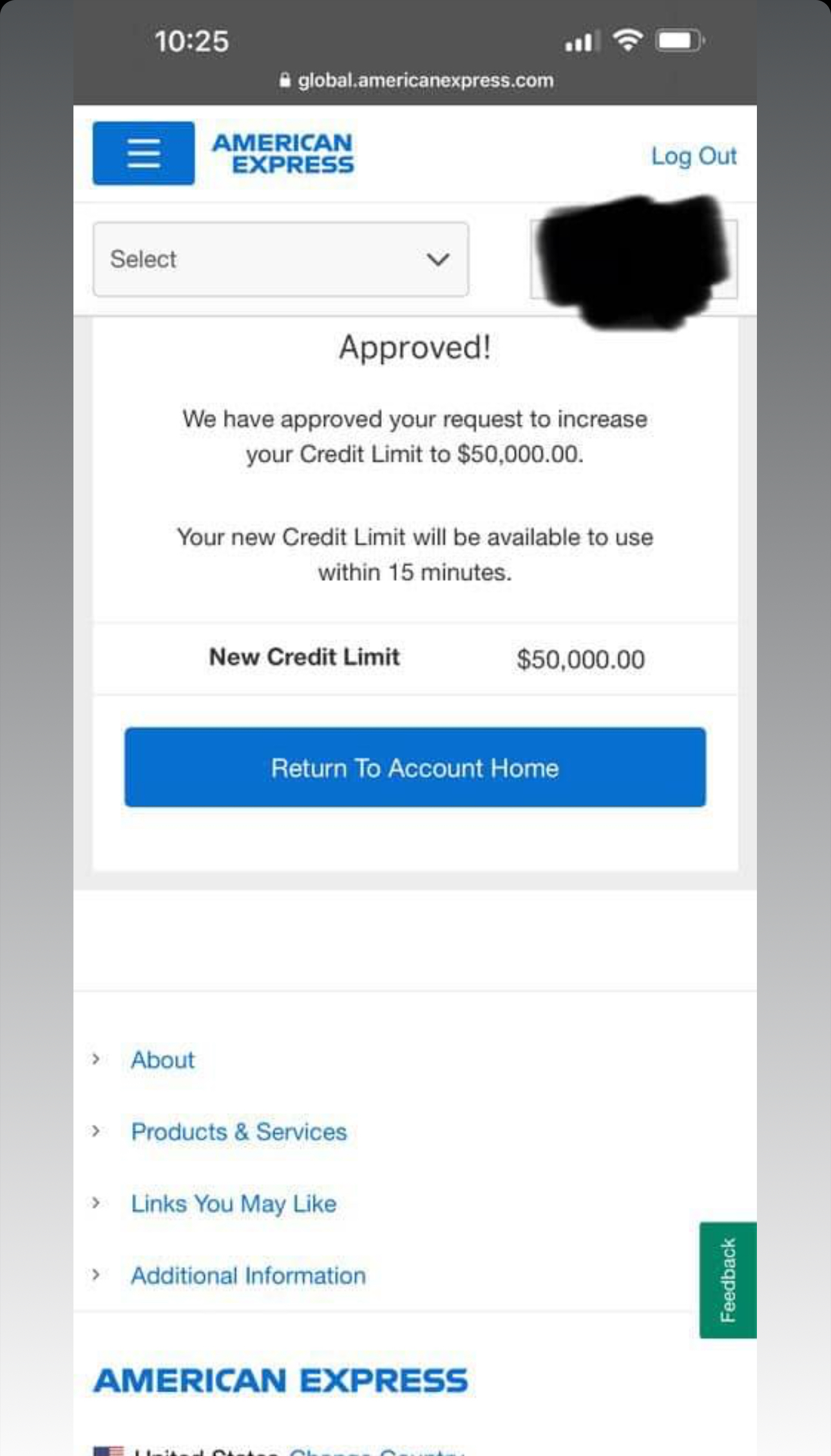 $50,000 American Express Credit Limit