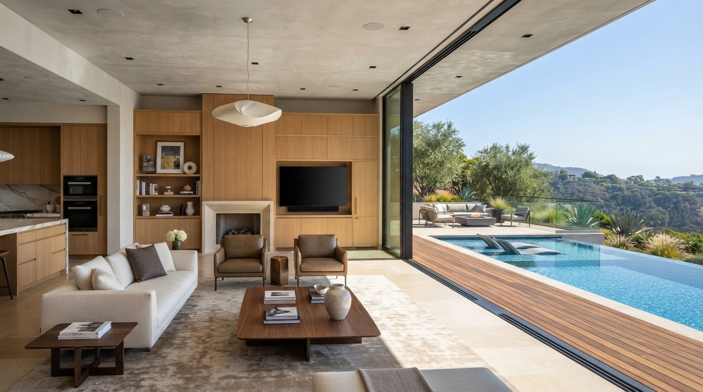 Open-plan living space opening to the outdoors — design inspiration