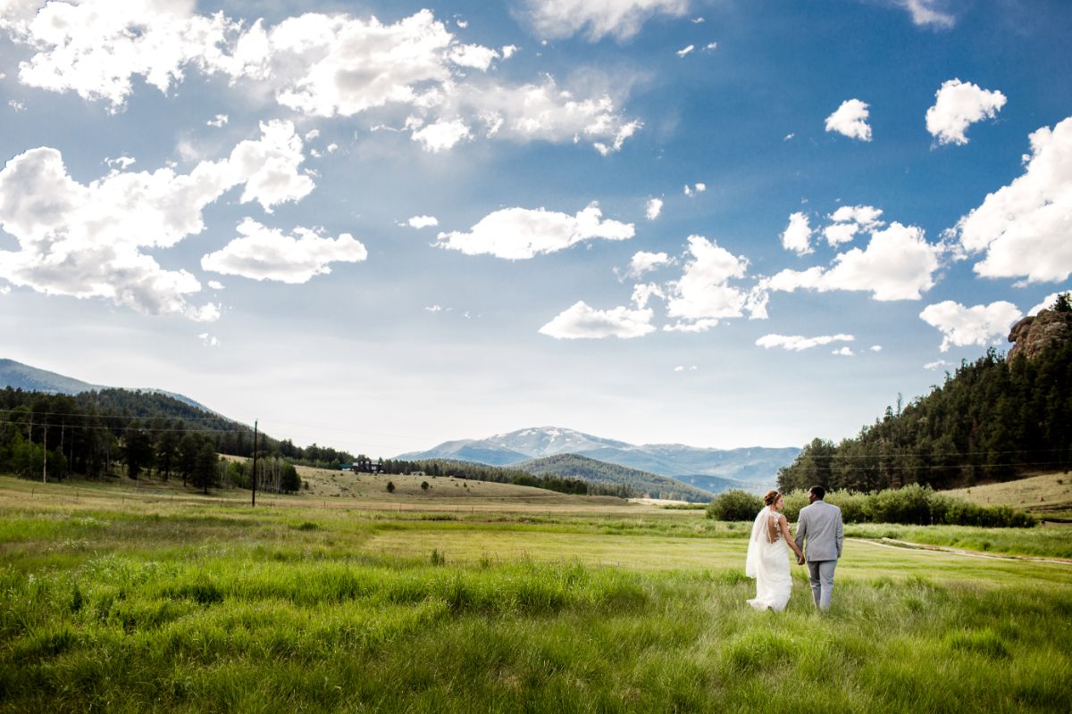 A romantic ceremony space at Deer Creek Valley Ranch beneath the pines