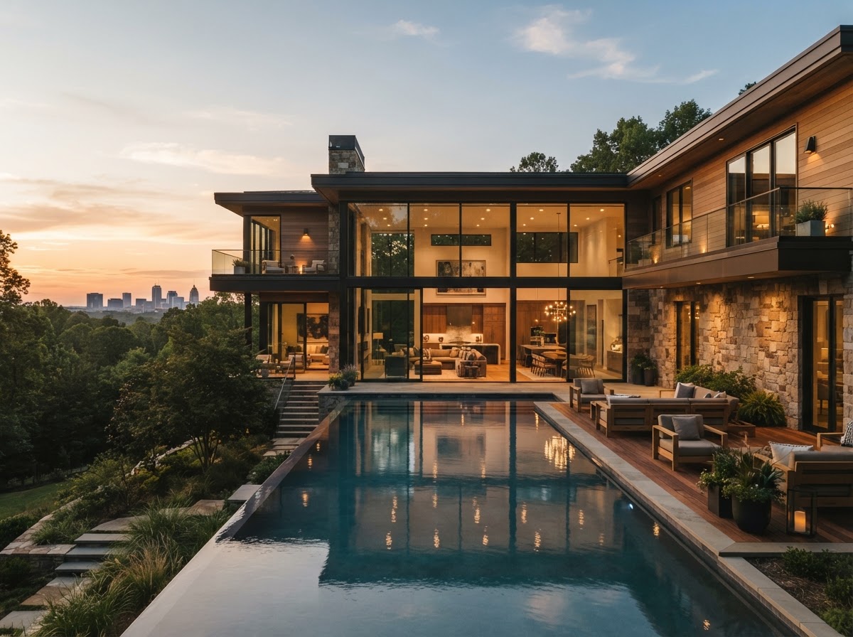 Glass-and-stone luxury custom residence