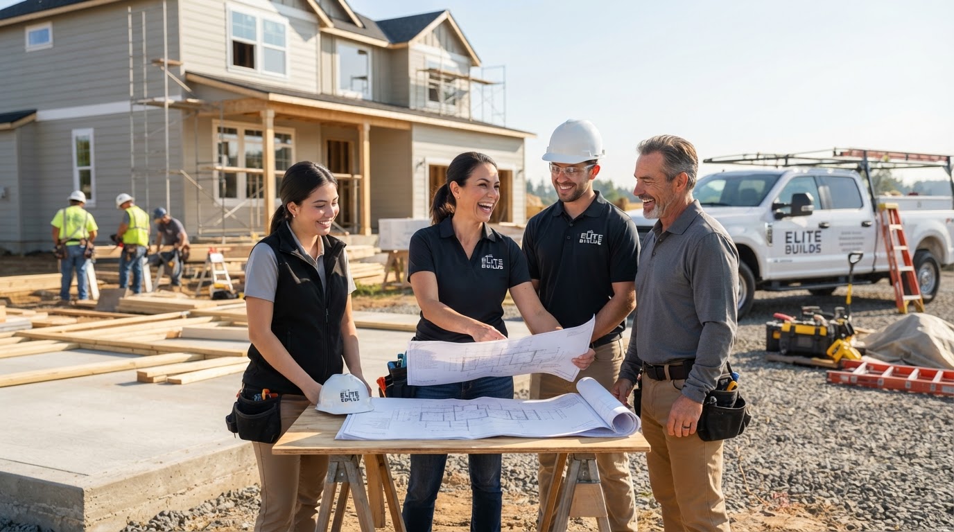 Contractor crew on residential job site