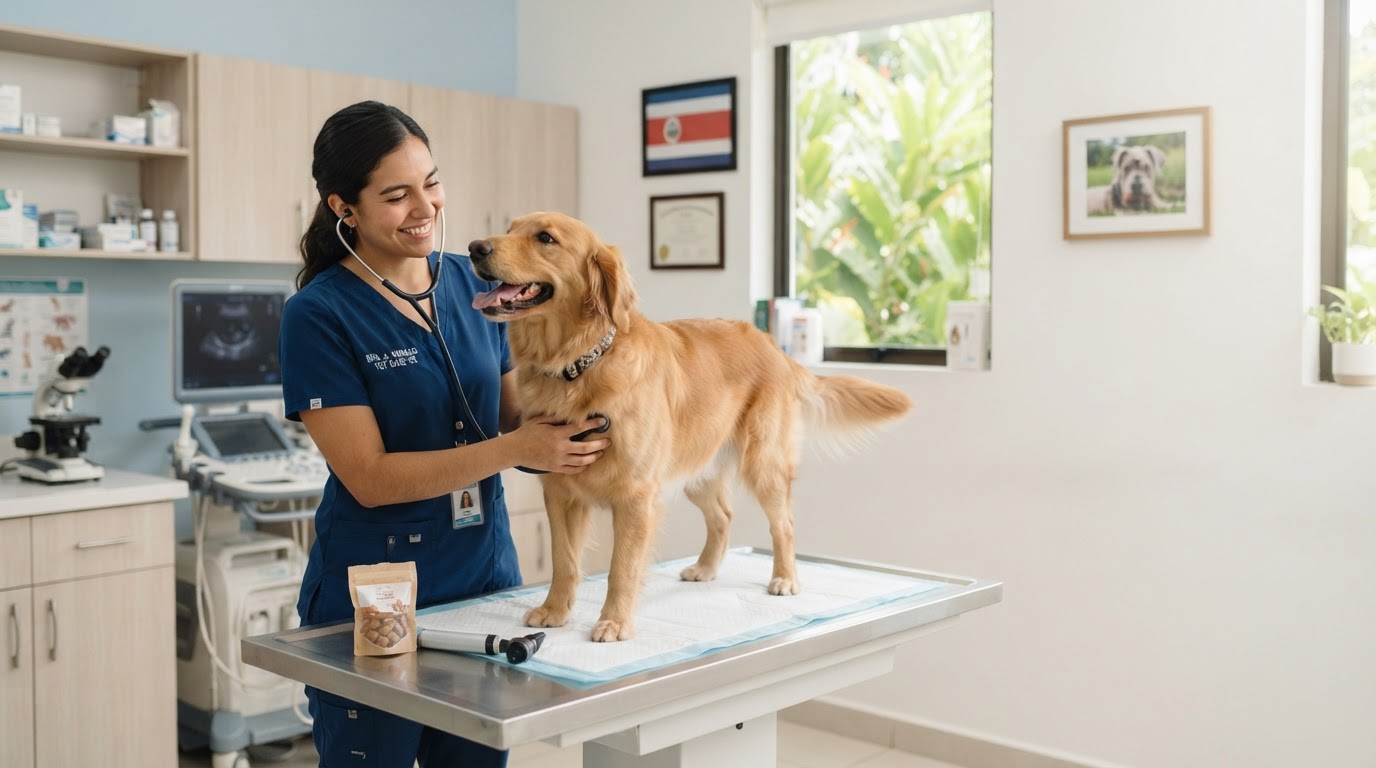 Veterinaria atendiendo con cariño a una mascota en Medical Pets