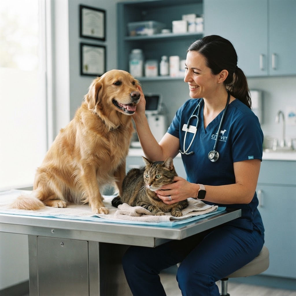 Veterinaria cuidando a una mascota en Medical Pets