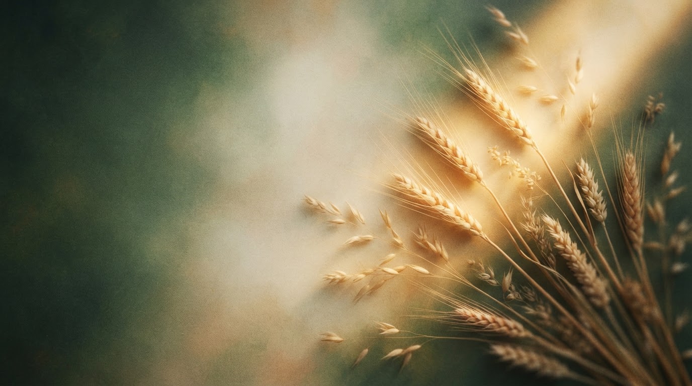 Warm golden wheat over a deep green field — Harvest AF