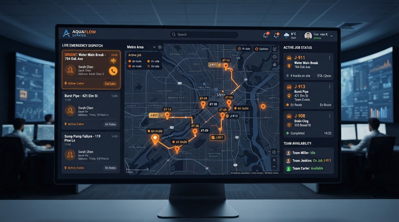 Plumbing Service Dispatch Command Center