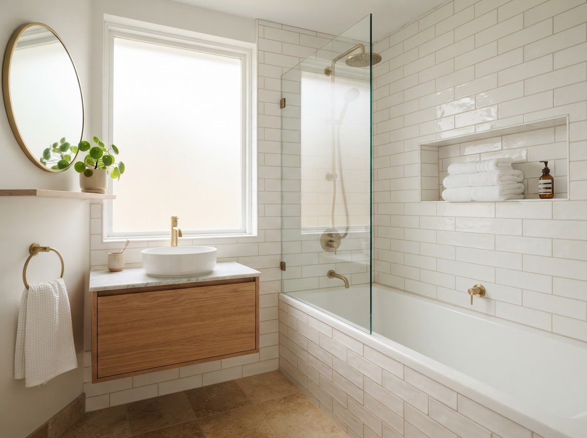 A spotless modern bathroom with neat towels