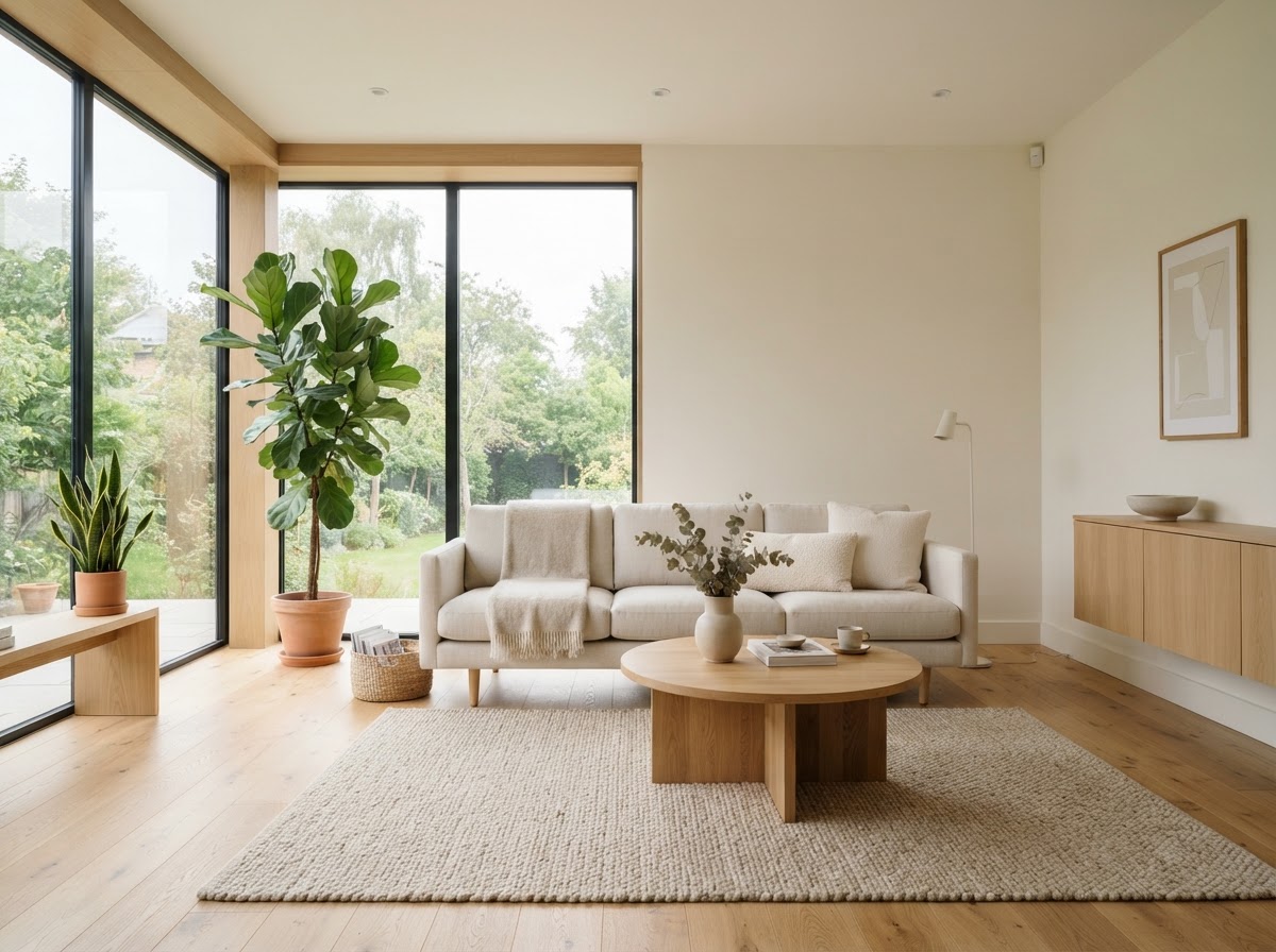A bright, clean and tidy modern living room
