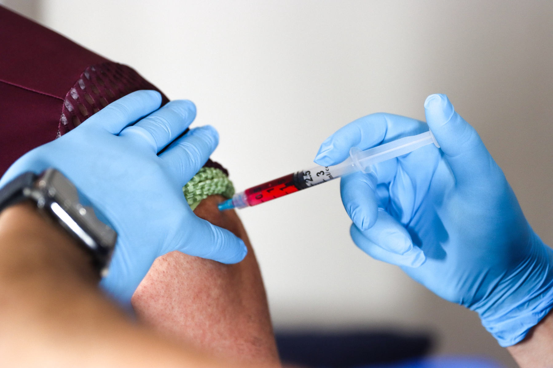 Sterile intramuscular injection administration by clinical staff