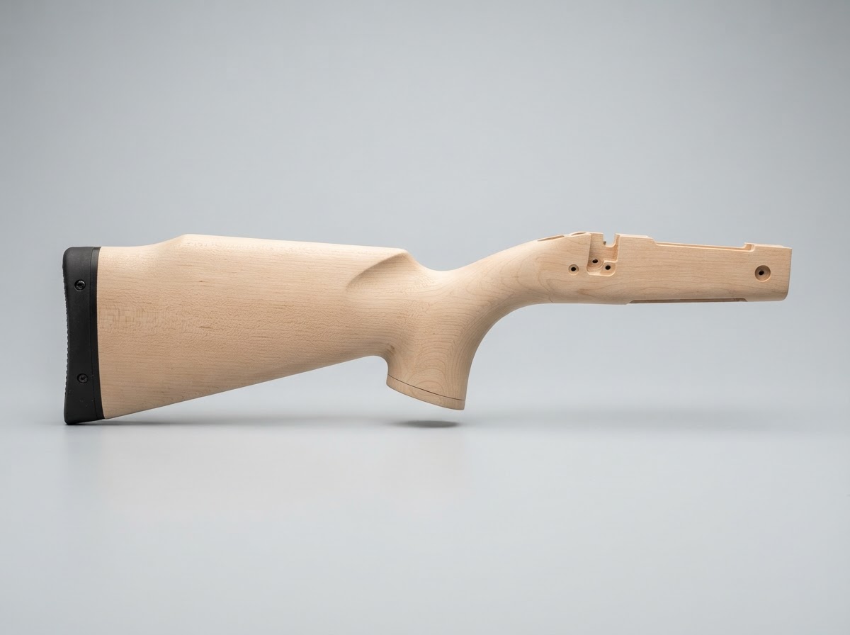 Bare wooden gun stock transformed with a camouflage hydrographic dip — Bare Stock