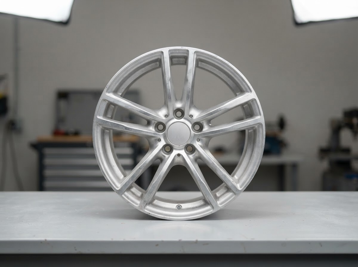 Alloy wheel carbon fibre dip transformation — Before