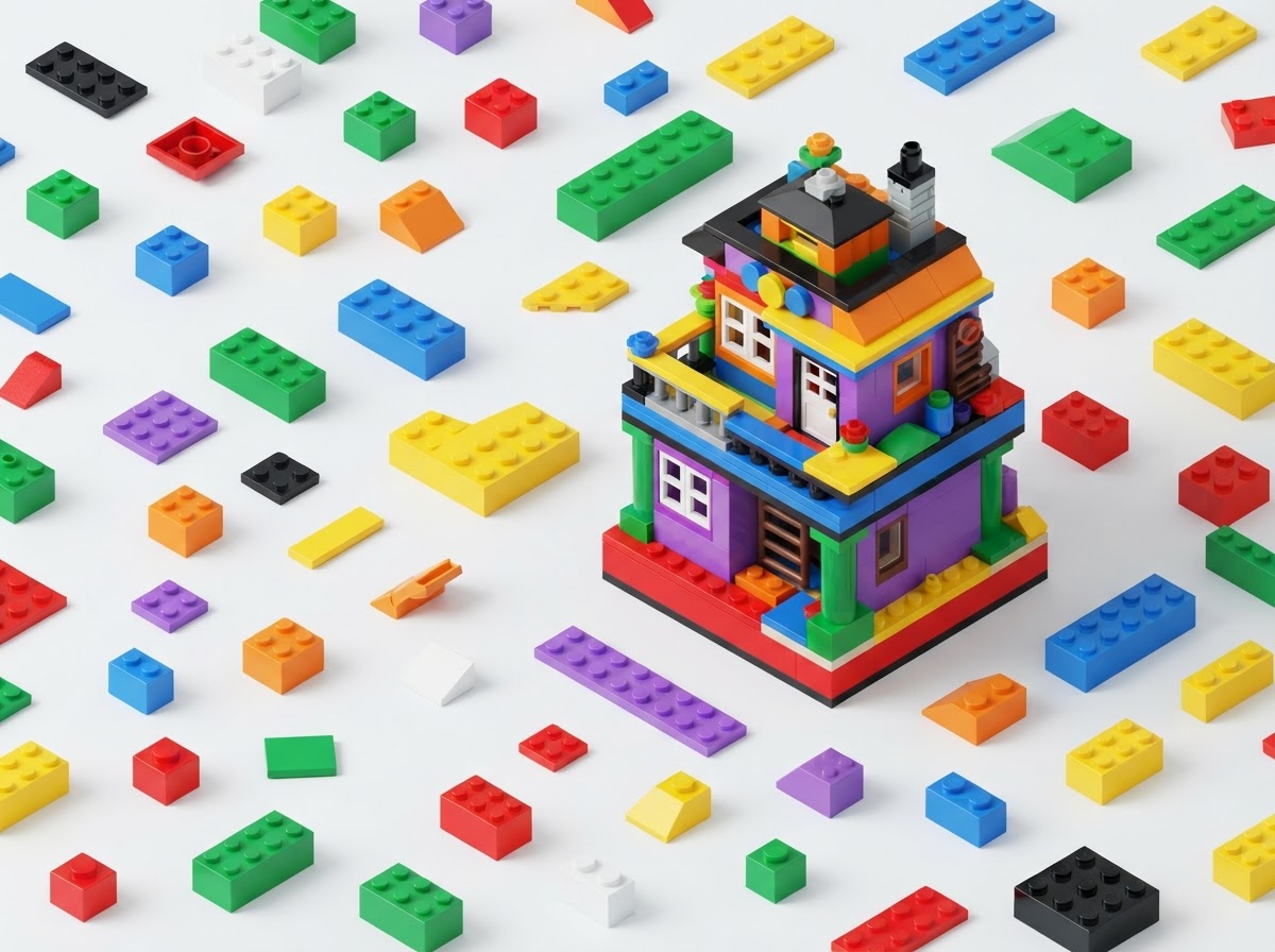 Caja de herramientas hecha con bloques de colores