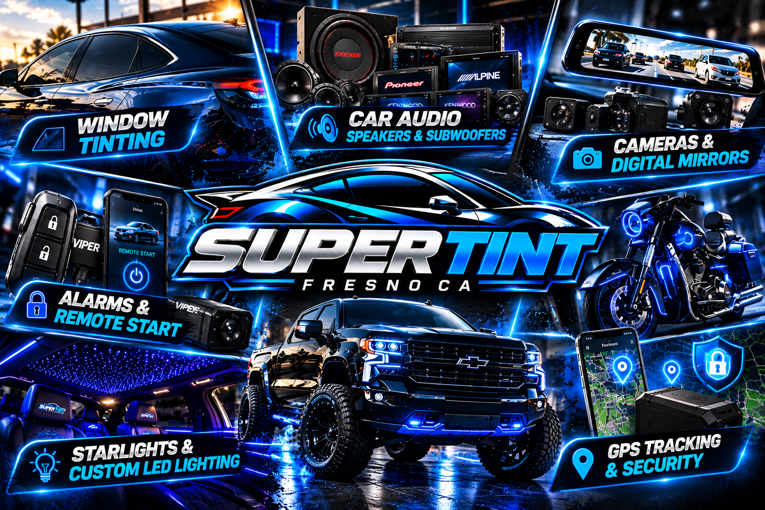 Super Tint Fresno CA - Window Tint, Car Audio, Cameras, Alarms, Lighting & GPS