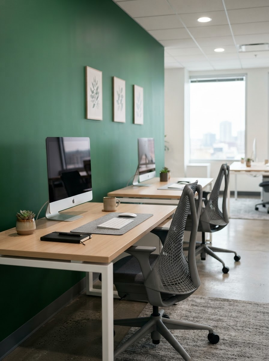 Clean, organized office workspace maintained by Boujee Cleaning Services