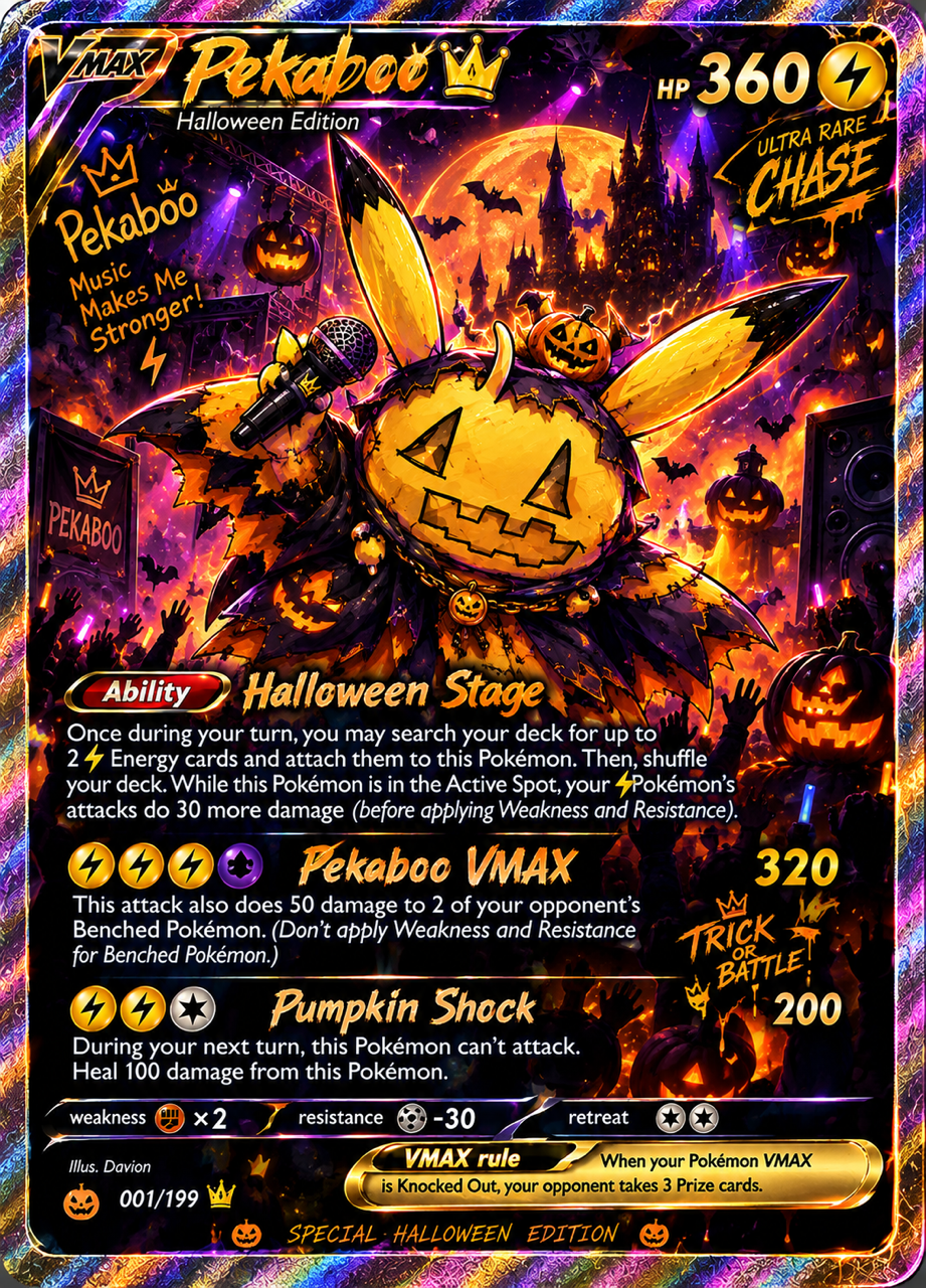 Davion's Pekaboo VMAX Halloween Edition Custom Card