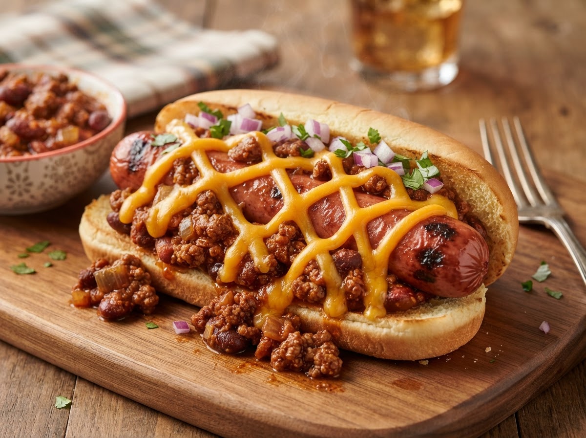 Jumbo Hot Dog — Chili & Cheese