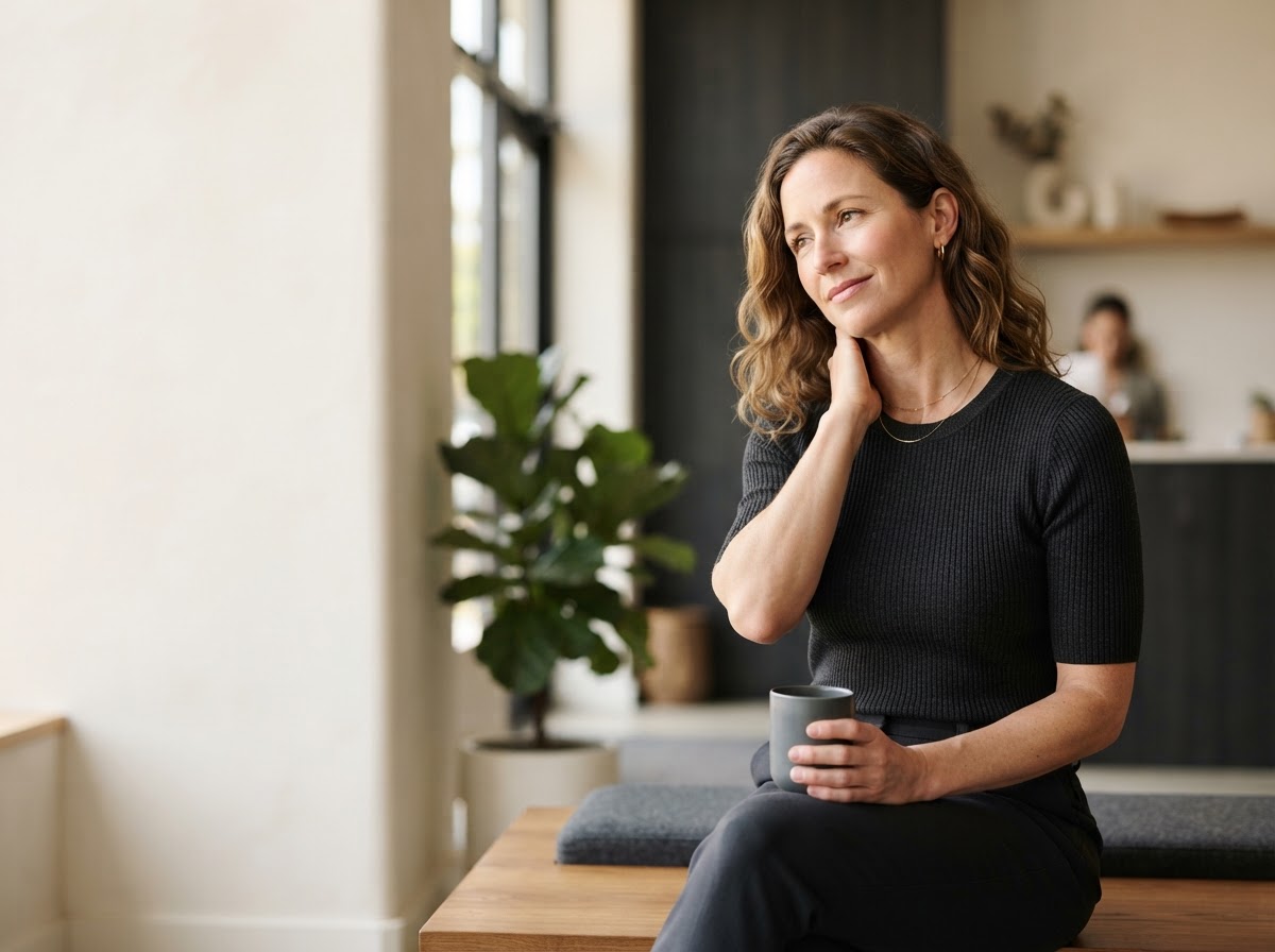 Active adult experiencing neck stiffness and discomfort before a chiropractic evaluation