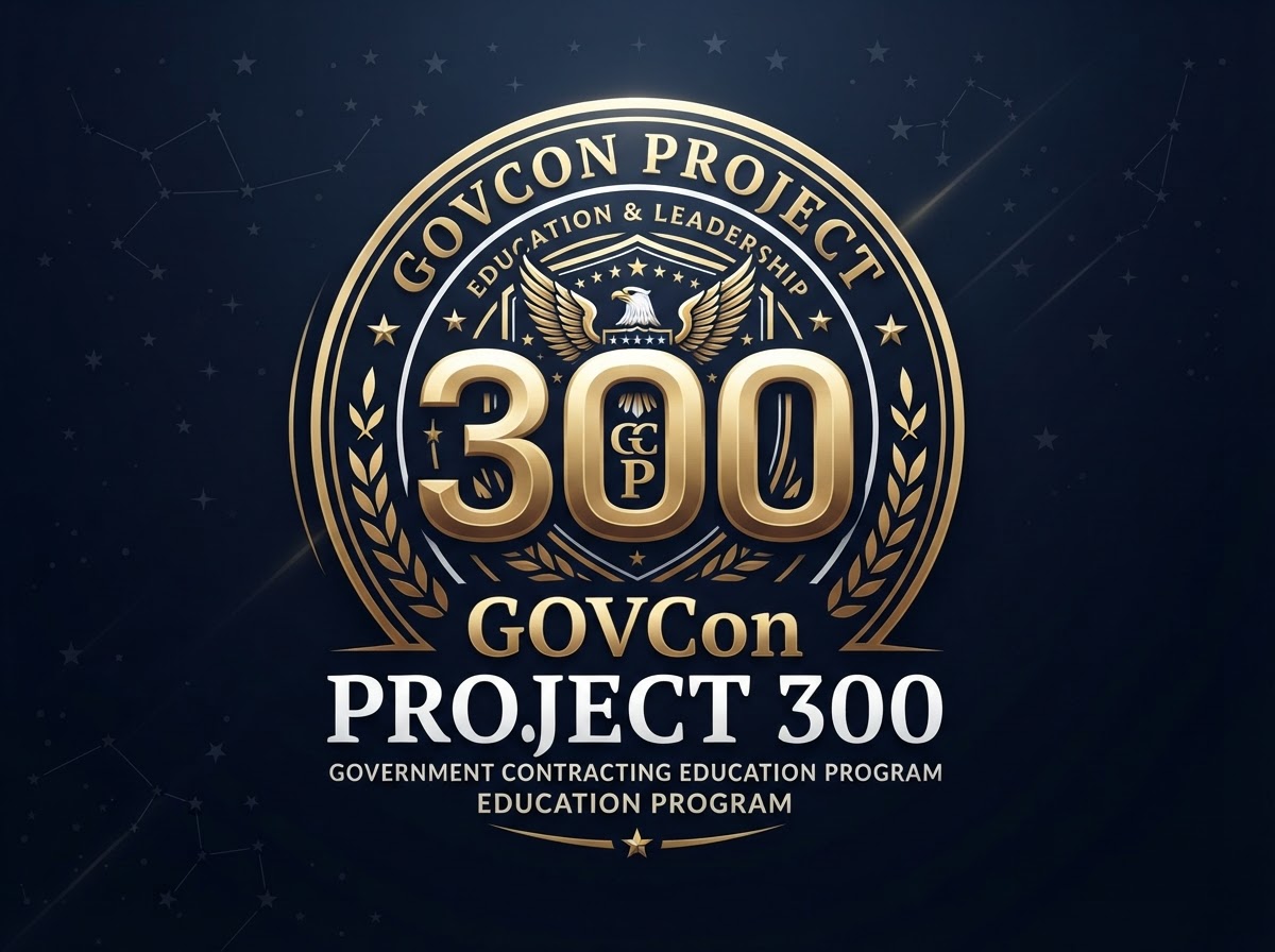 GovCon Project 300 emblem — gold 300 on midnight navy