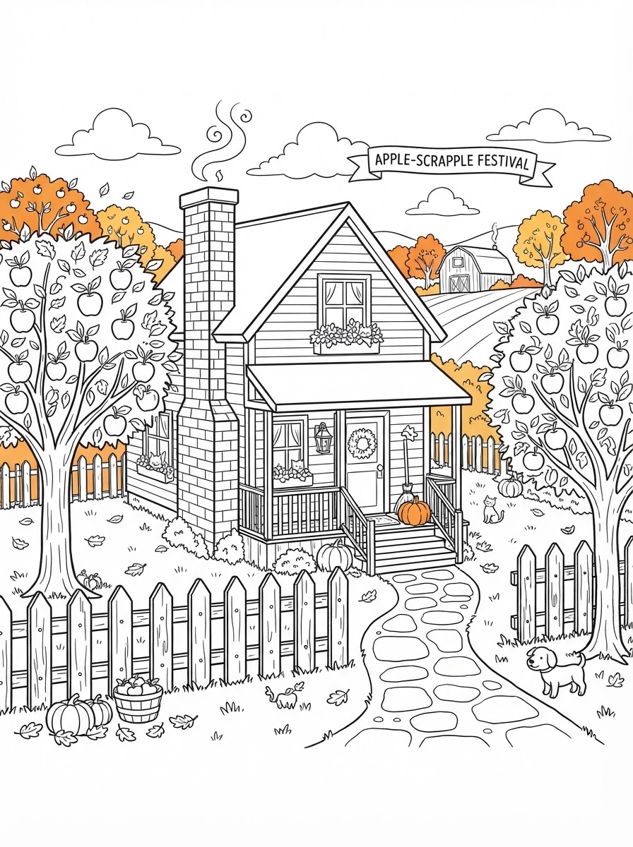 Autumn House & Apple Trees