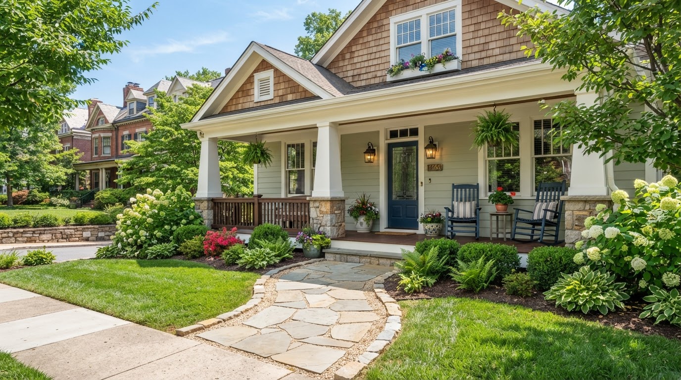 Clean, well-kept home exterior and entryway in Northern Virginia