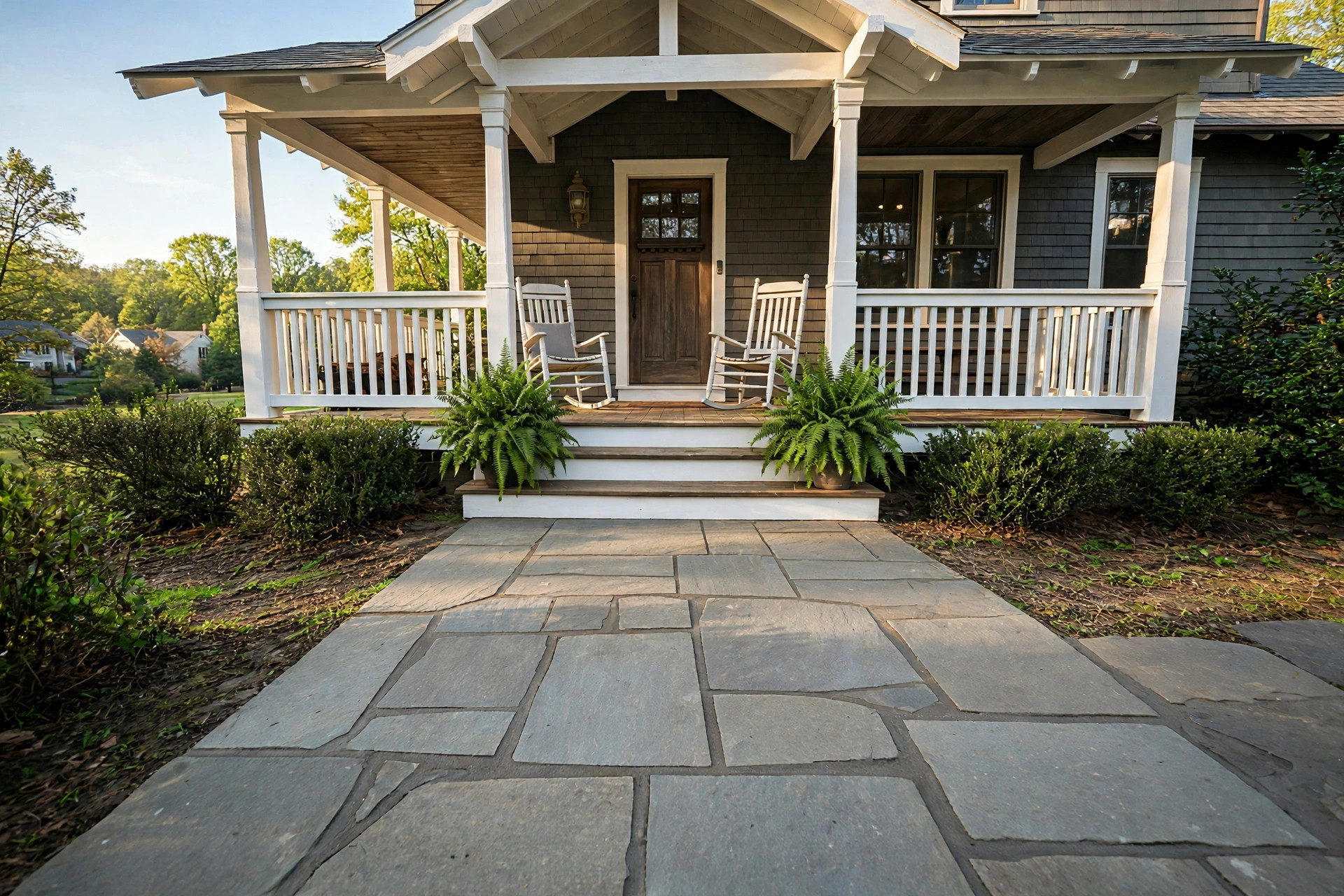 After: Clean flagstone & weather-sealed porch