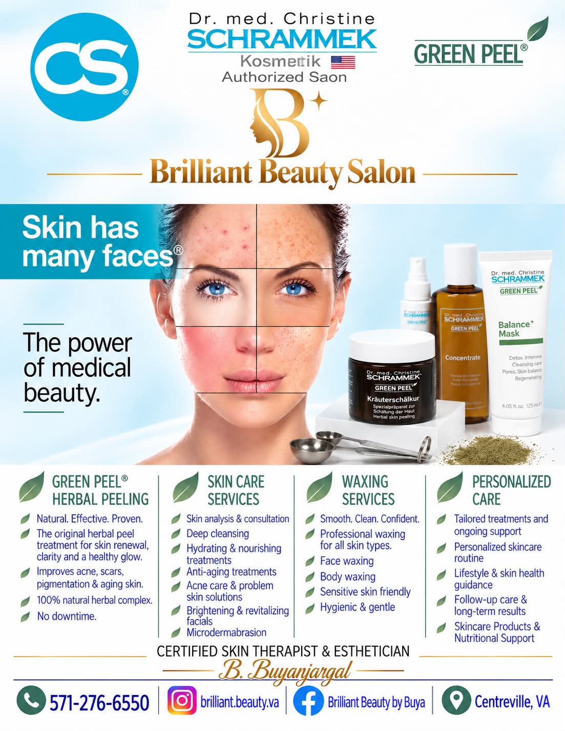 Dr. med. Christine Schrammek Kosmetik Authorized Salon — Brilliant Beauty Salon featuring GREEN PEEL Herbal Peeling