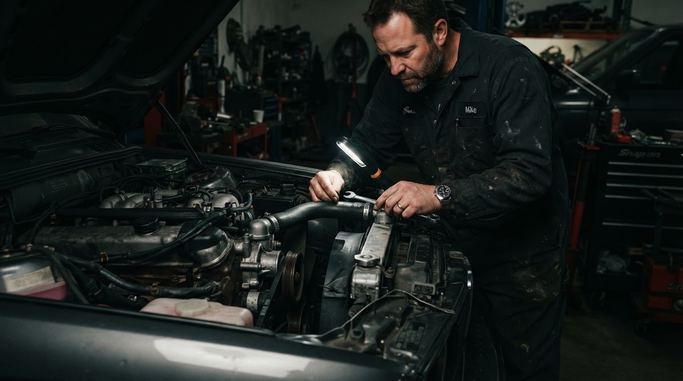 Cooling system radiator and hose inspection on a European car at YK Group Moorabbin
