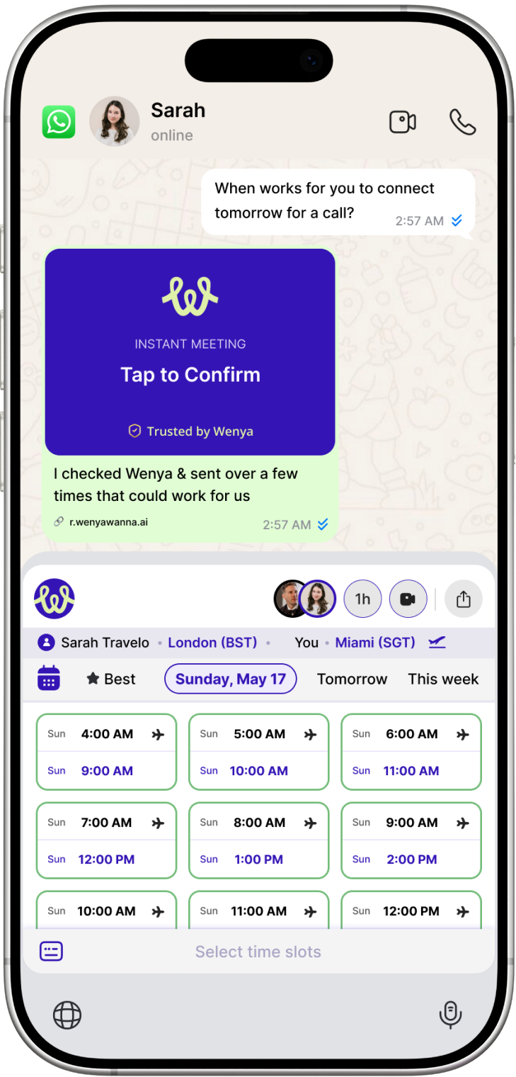 Wenya keyboard scheduling inside WhatsApp