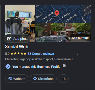 Social Web - 5.0 stars with 33 Google reviews in Williamsport, Pennsylvania