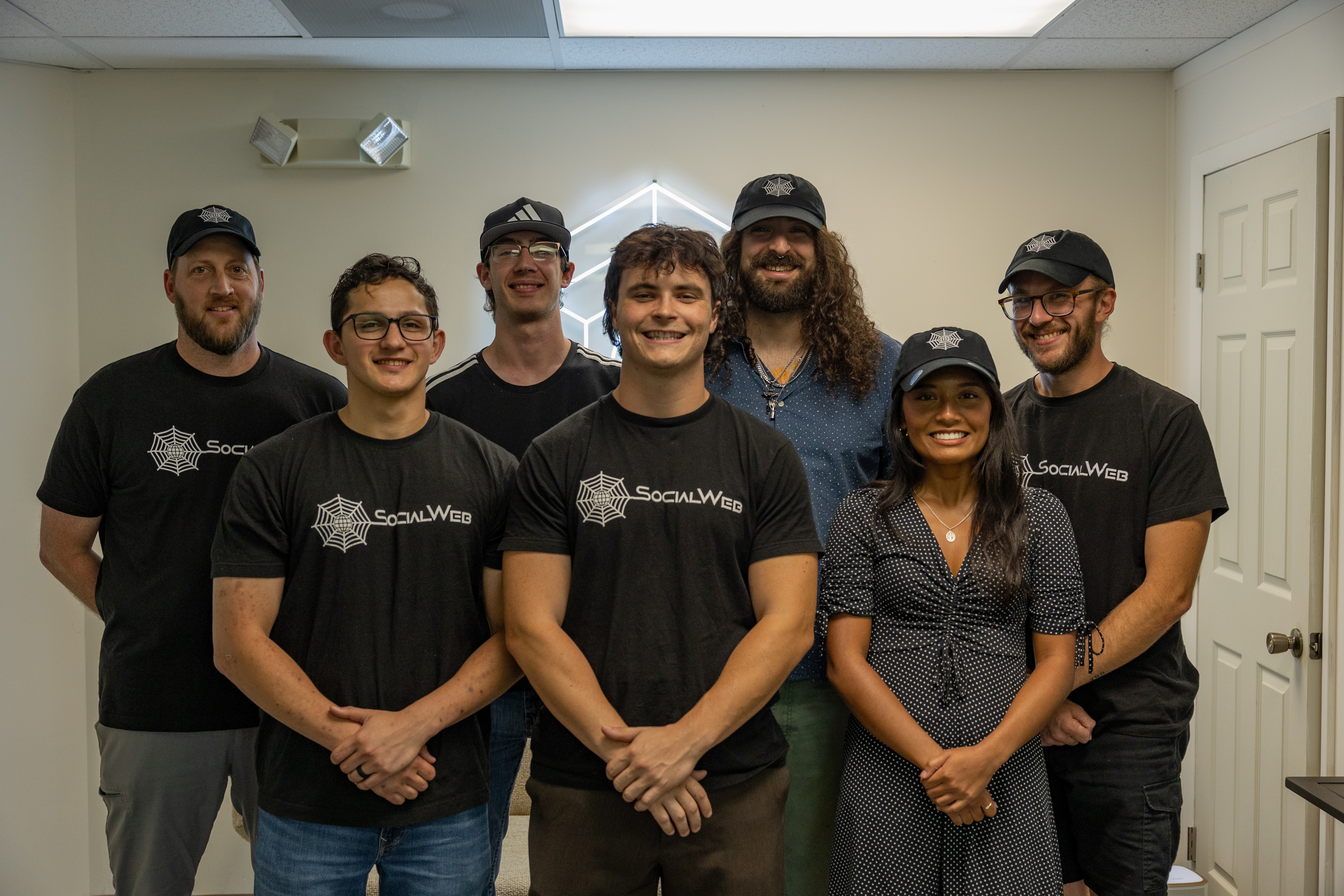 The Social Web team in custom SocialWeb gear