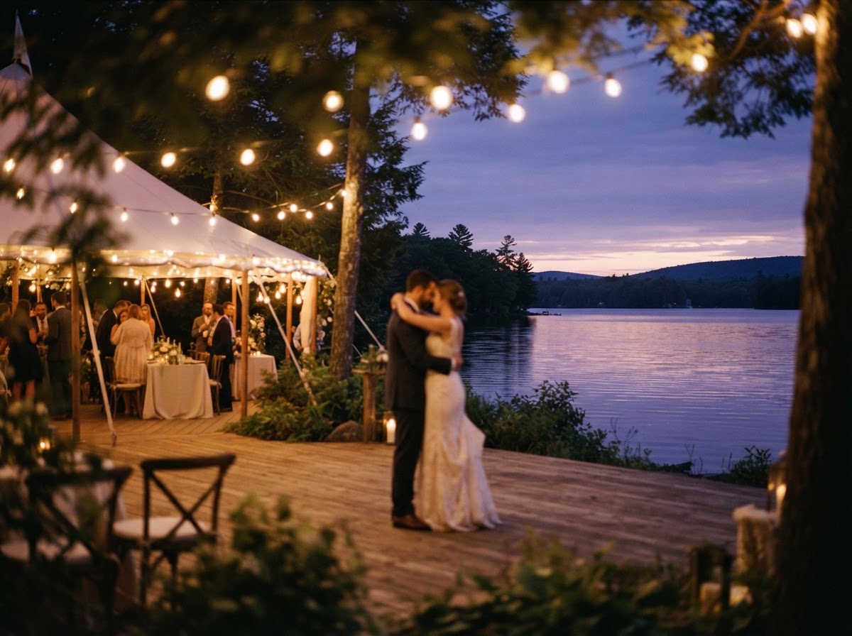First dance on the terrace at dusk