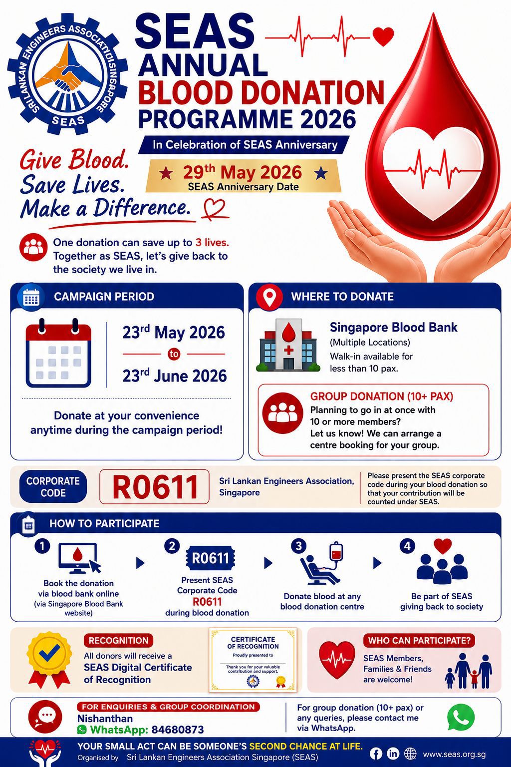 Second SEAS group blood donation session poster