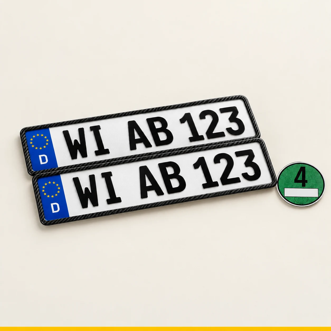 2x Carbon-Look Kennzeichen mit Umweltplakette