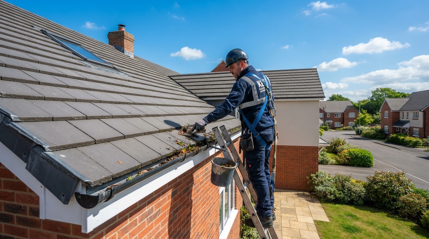 Pine Property Maintenance clearing gutters in Kent