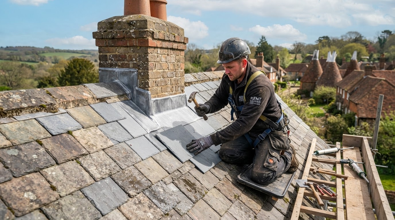 Pine Property Maintenance roof repair specialist at work in Kent